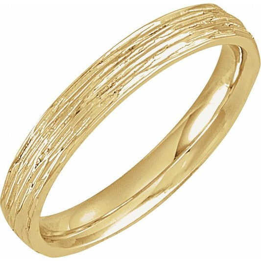 14K Yellow Or White Gold Polished Bark-Style Comfort-Fit Band With Bead Blast Finish