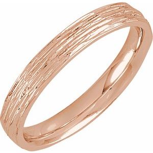 10K Yellow Or White Or Rose Gold Tree Bark-Inspired Comfort-Fit Flat Band