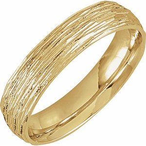 14K Yellow Or White Or Rose Gold Or Sterling Silver Or Platinum Tree Bark-Inspired Comfort-Fit Flat Band