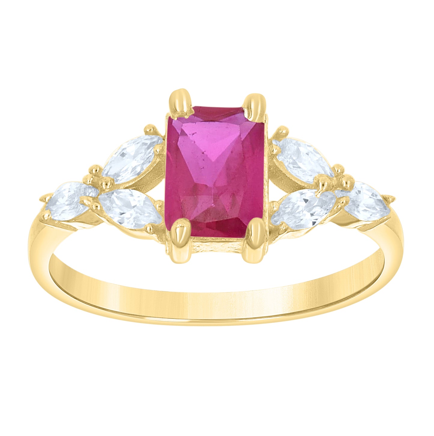 14kt Yellow Gold Womens Marquise Emerald-Cut White Blue Cubic-Zirconia Fashion Ring– Elegant Jewelry Gift for Birthday, Anniversary, Engagement, Wedding