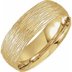 10K Yellow Or White Or Rose Gold Tree Bark-Inspired Comfort-Fit Flat Band