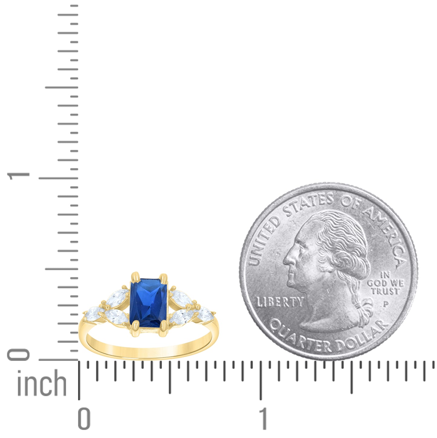 14kt Yellow Gold Womens Marquise Emerald-Cut White Blue Cubic-Zirconia Fashion Ring– Elegant Jewelry Gift for Birthday, Anniversary, Engagement, Wedding