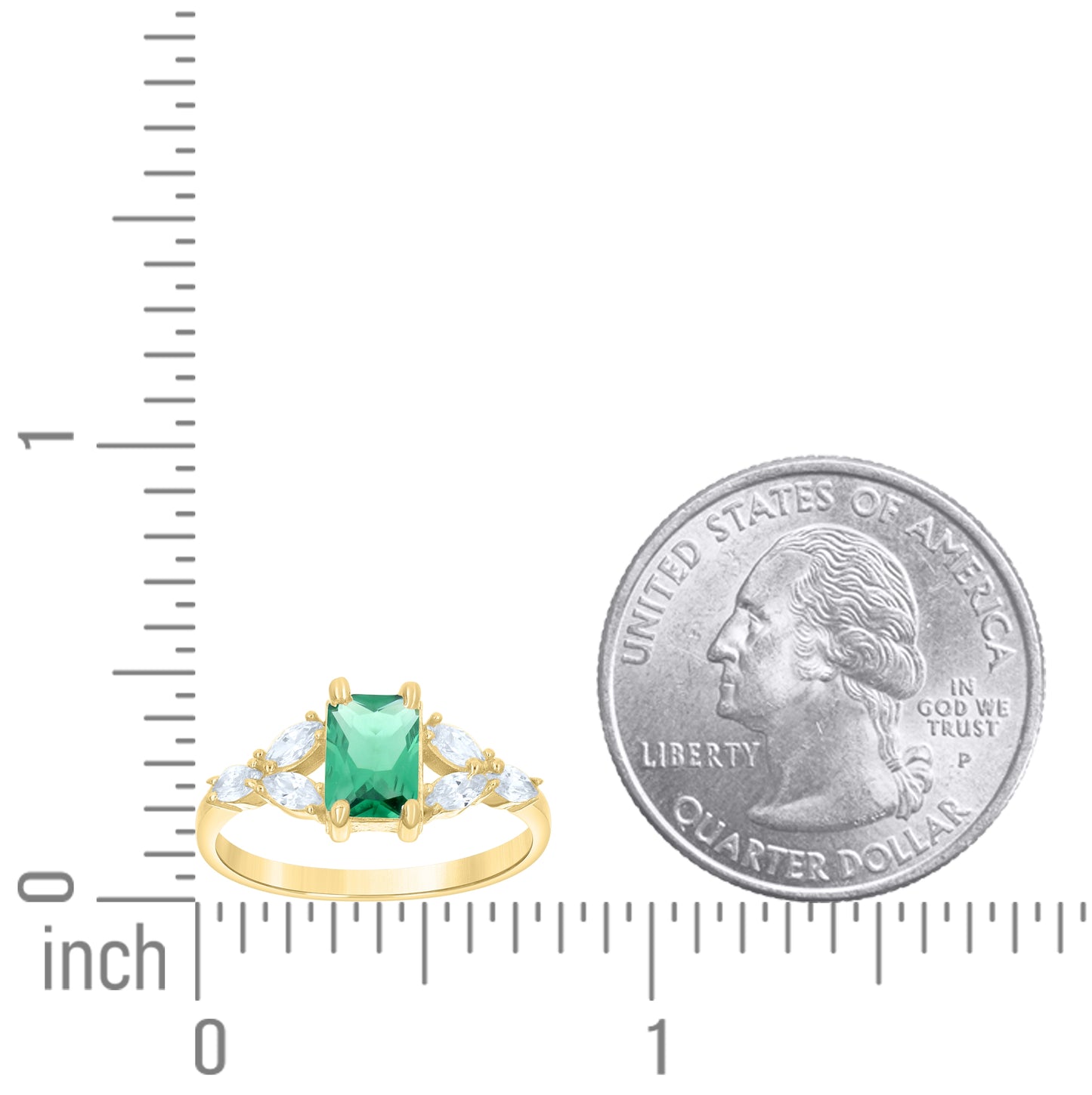 14kt Yellow Gold Womens Marquise Emerald-Cut White Blue Cubic-Zirconia Fashion Ring– Elegant Jewelry Gift for Birthday, Anniversary, Engagement, Wedding
