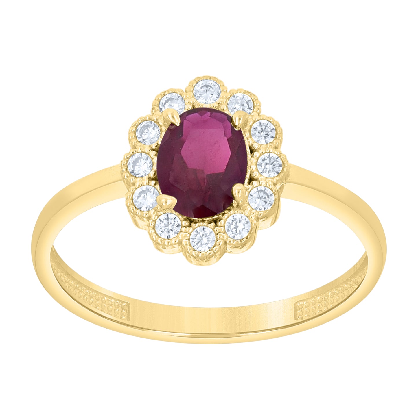 14kt Yellow Gold Womens Round Oval White Blue Cubic-Zirconia Flower Fashion Ring– Elegant Jewelry Gift for Birthday, Anniversary, Engagement, Wedding