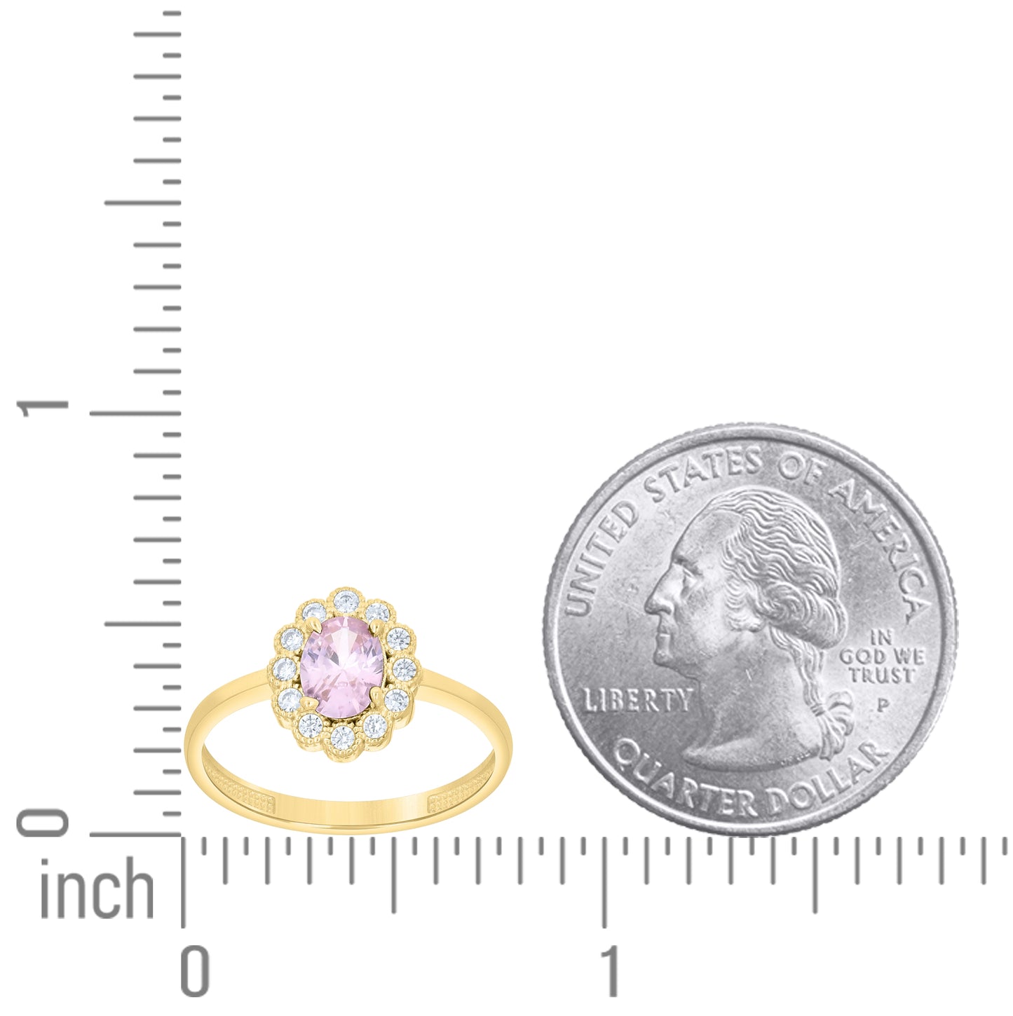 14kt Yellow Gold Womens Round Oval White Blue Cubic-Zirconia Flower Fashion Ring– Elegant Jewelry Gift for Birthday, Anniversary, Engagement, Wedding