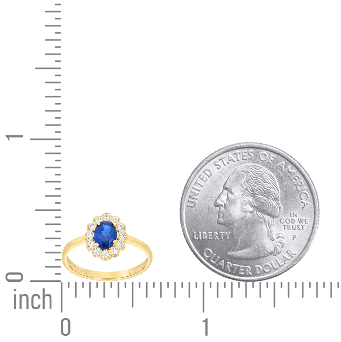 14kt Yellow Gold Womens Round Oval White Blue Cubic-Zirconia Flower Fashion Ring– Elegant Jewelry Gift for Birthday, Anniversary, Engagement, Wedding