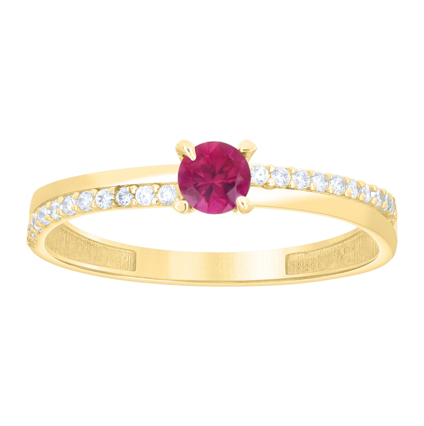 14kt Yellow Gold Womens White Blue Cubic-Zirconia Fashion Band Ring– Elegant Jewelry Gift for Birthday, Anniversary, Engagement, Wedding