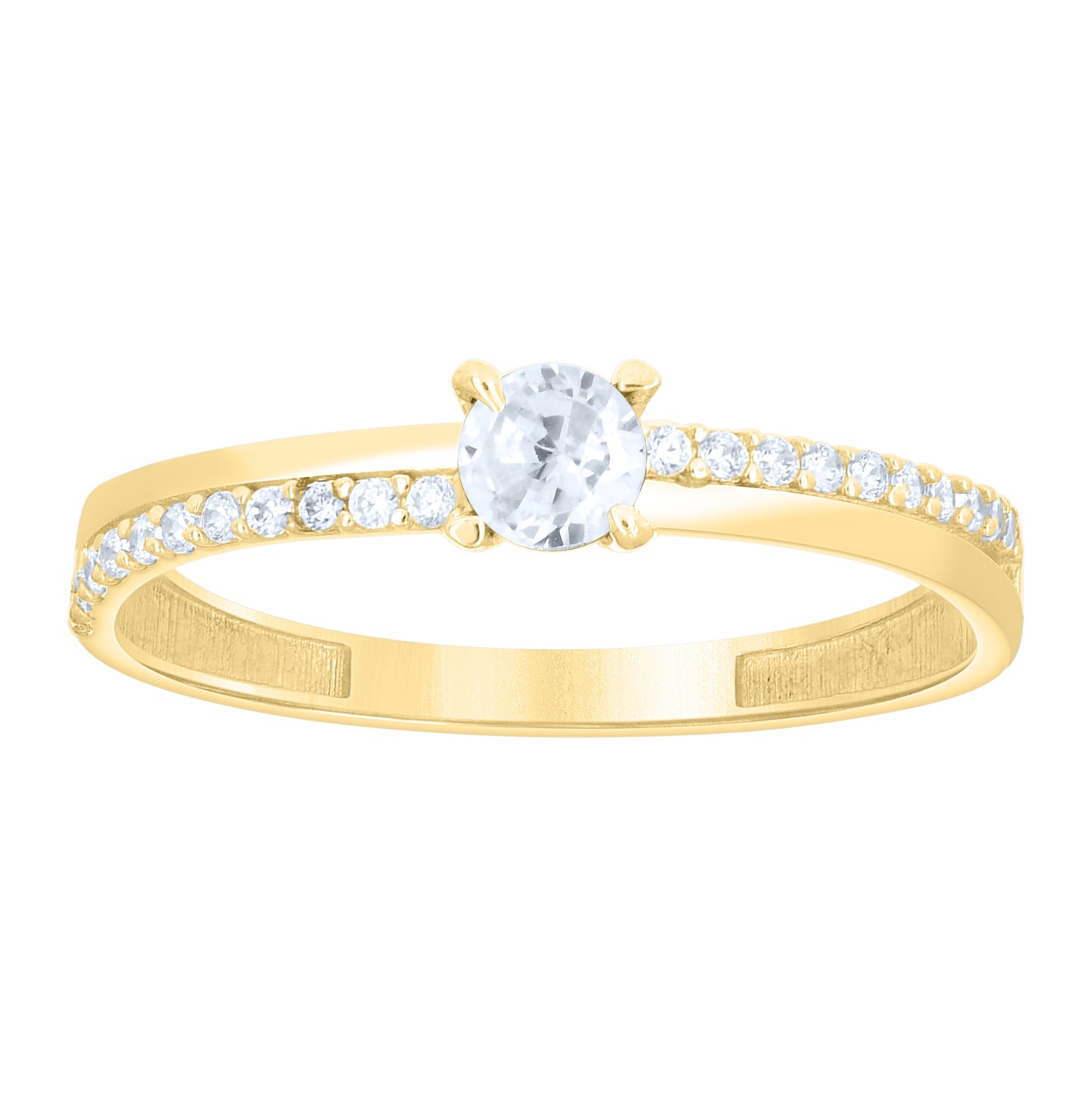 14kt Yellow Gold Womens White Blue Cubic-Zirconia Fashion Band Ring– Elegant Jewelry Gift for Birthday, Anniversary, Engagement, Wedding