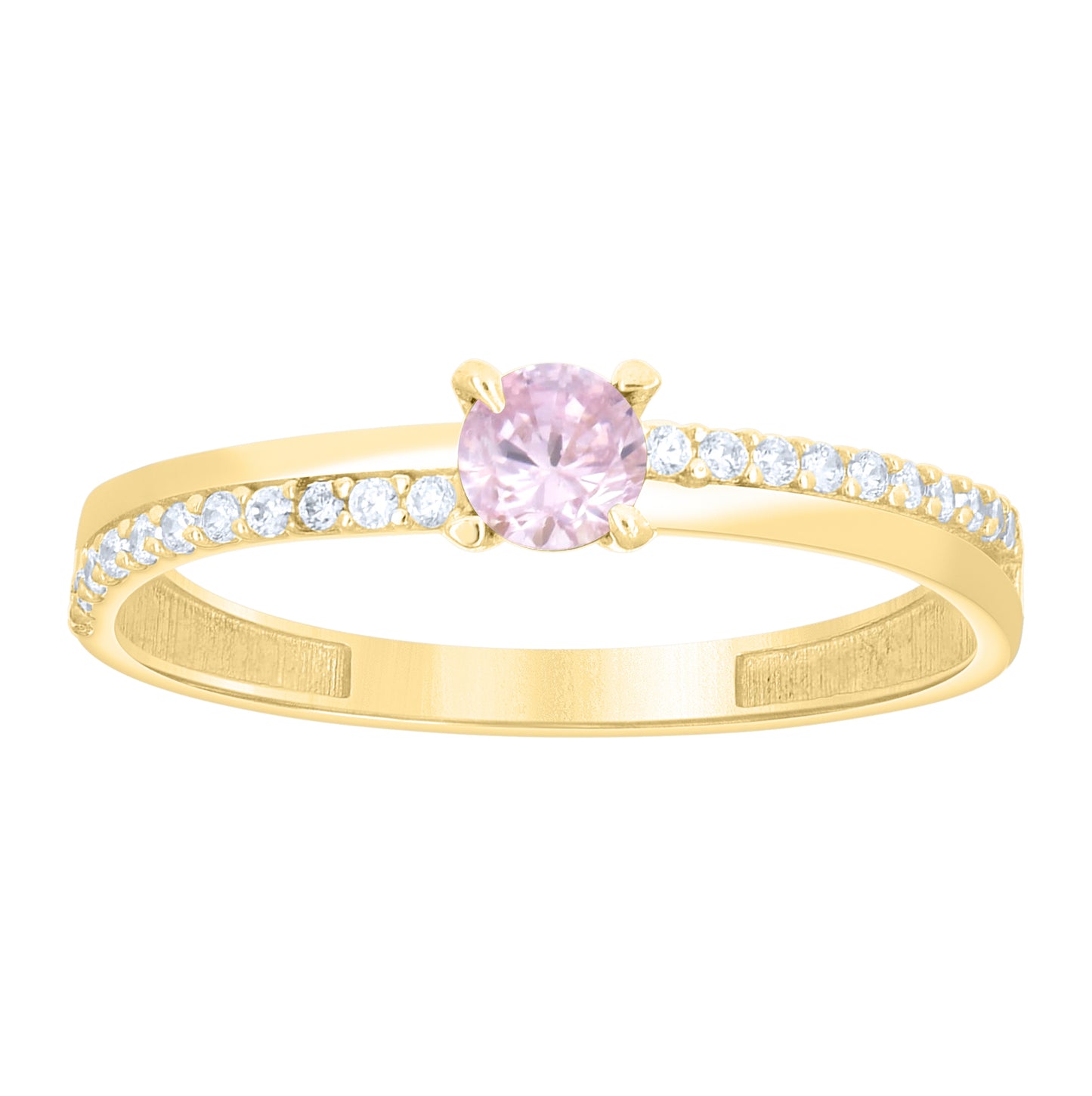 14kt Yellow Gold Womens White Blue Cubic-Zirconia Fashion Band Ring– Elegant Jewelry Gift for Birthday, Anniversary, Engagement, Wedding