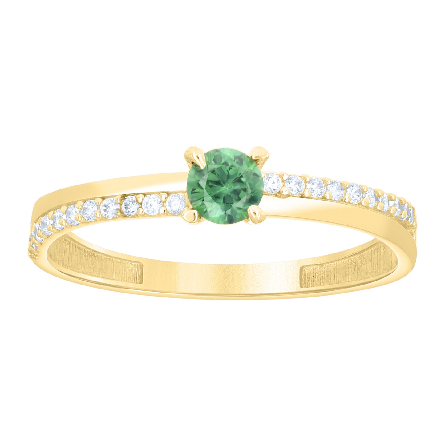14kt Yellow Gold Womens White Blue Cubic-Zirconia Fashion Band Ring– Elegant Jewelry Gift for Birthday, Anniversary, Engagement, Wedding