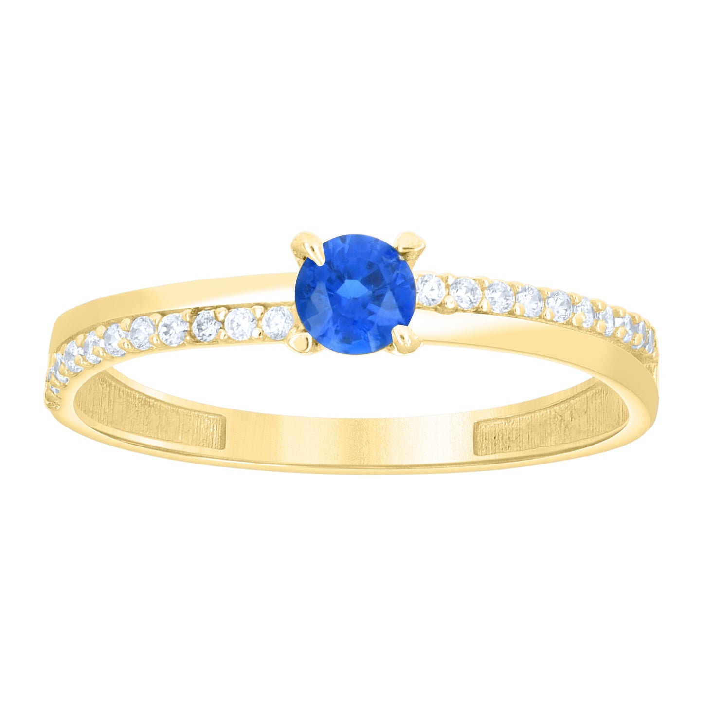 14kt Yellow Gold Womens White Blue Cubic-Zirconia Fashion Band Ring– Elegant Jewelry Gift for Birthday, Anniversary, Engagement, Wedding