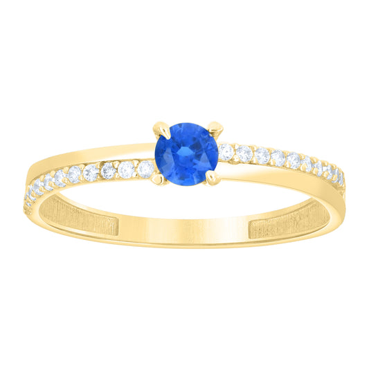 14kt Yellow Gold Womens White Blue Cubic-Zirconia Fashion Band Ring– Elegant Jewelry Gift for Birthday, Anniversary, Engagement, Wedding
