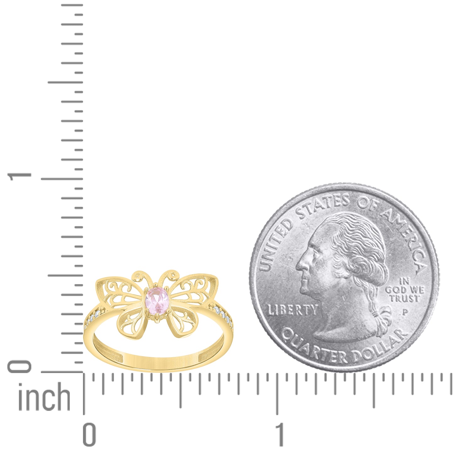 14kt Yellow Gold Womens Oval Blue Cubic-Zirconia Butterfly Fashion Ring– Elegant Jewelry Gift for Birthday, Anniversary, Engagement, Wedding