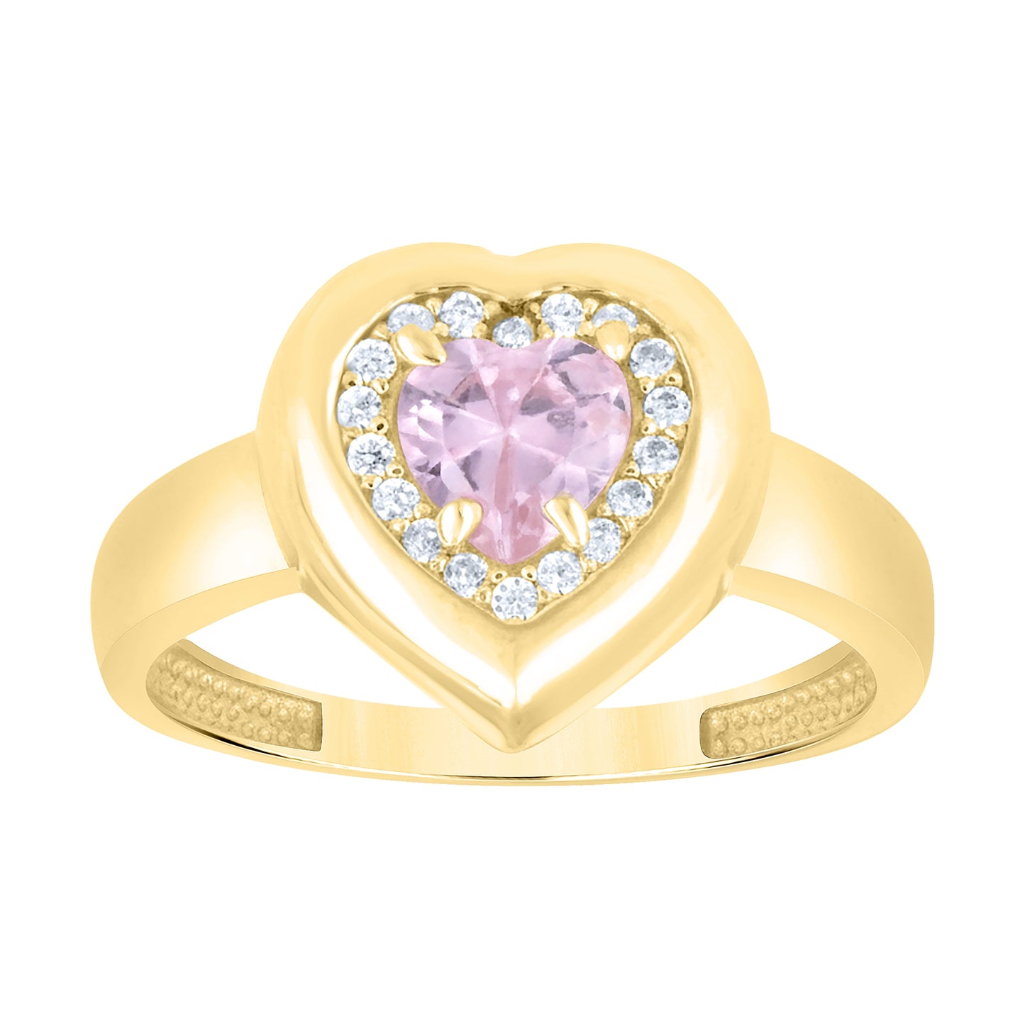 14kt Yellow Gold Womens Blue White Heart Round Cubic-Zirconia Heart Love Ring– Elegant Jewelry Gift for Birthday, Anniversary, Engagement, Wedding
