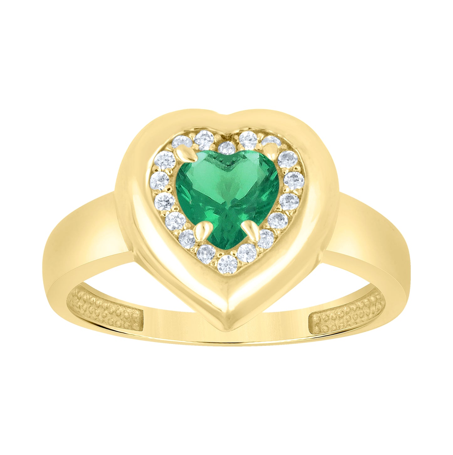 14kt Yellow Gold Womens Blue White Heart Round Cubic-Zirconia Heart Love Ring– Elegant Jewelry Gift for Birthday, Anniversary, Engagement, Wedding
