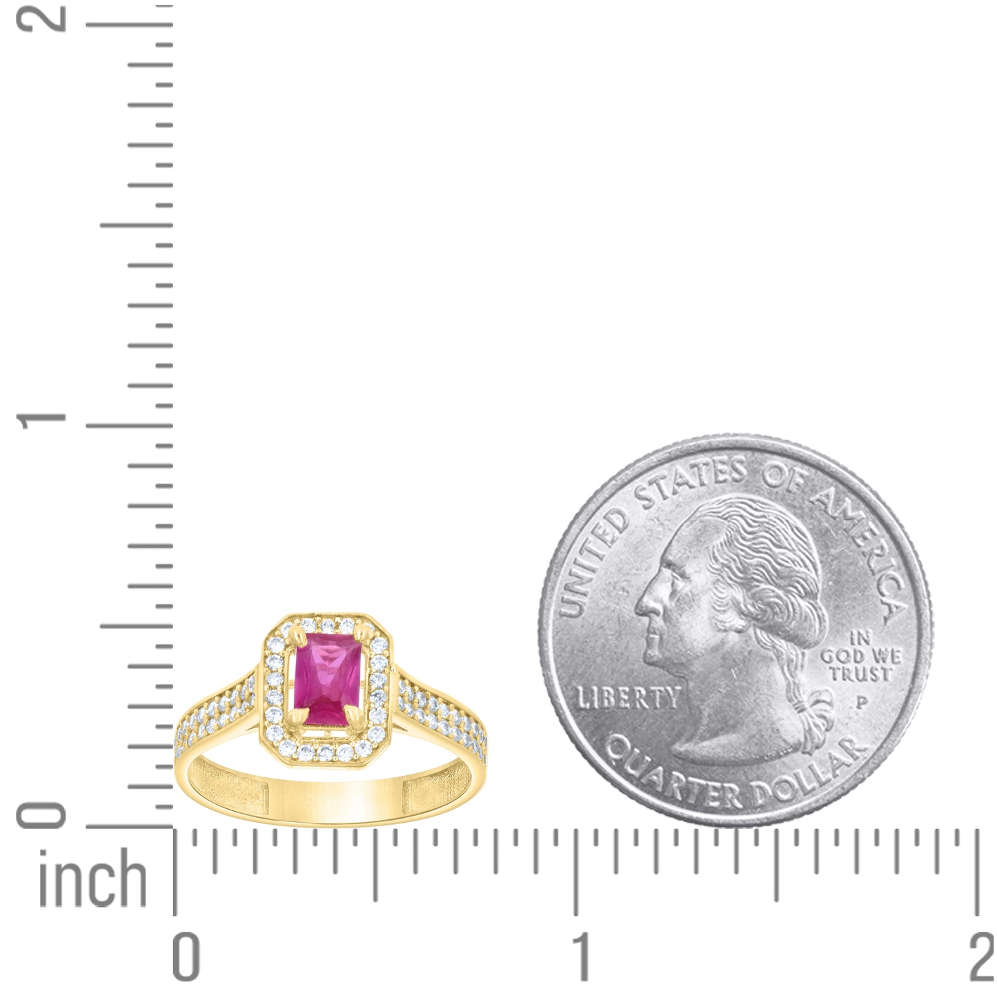 14kt Yellow Gold Womens Round Emerald-Cut White Blue Cubic-Zirconia Fashion Ring– Elegant Jewelry Gift for Birthday, Anniversary, Engagement, Wedding