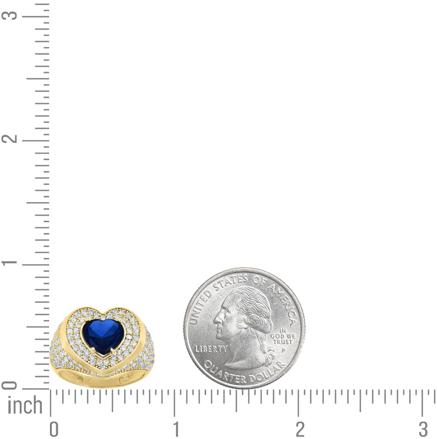 10kt Yellow Gold Womens Blue White Heart Round Cubic-Zirconia Heart Ring– Elegant Jewelry Gift for Birthday, Anniversary, Engagement, Wedding
