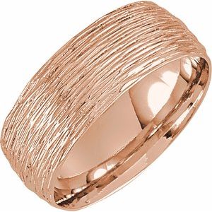 10K Yellow Or White Or Rose Gold Tree Bark-Inspired Comfort-Fit Flat Band