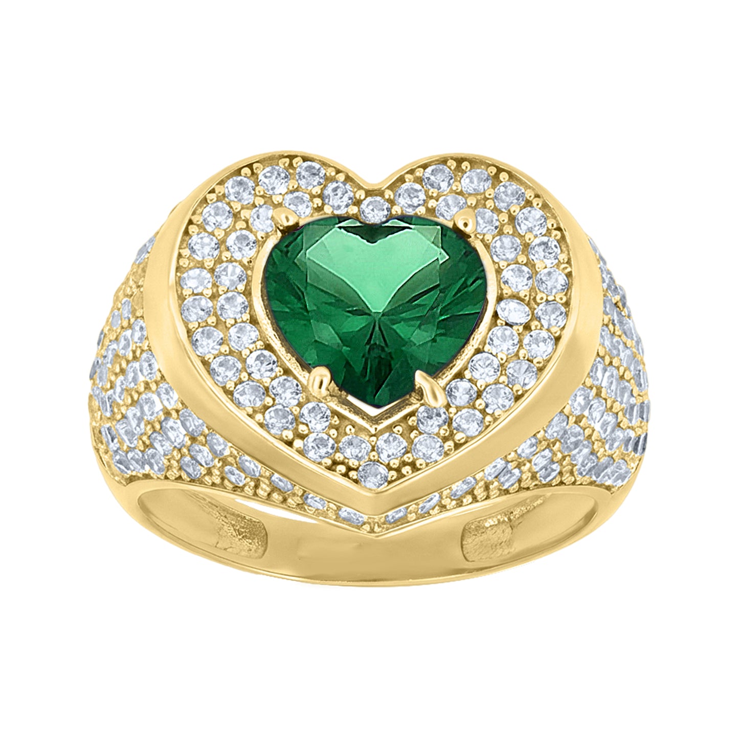 10kt Yellow Gold Womens Blue White Heart Round Cubic-Zirconia Heart Ring– Elegant Jewelry Gift for Birthday, Anniversary, Engagement, Wedding
