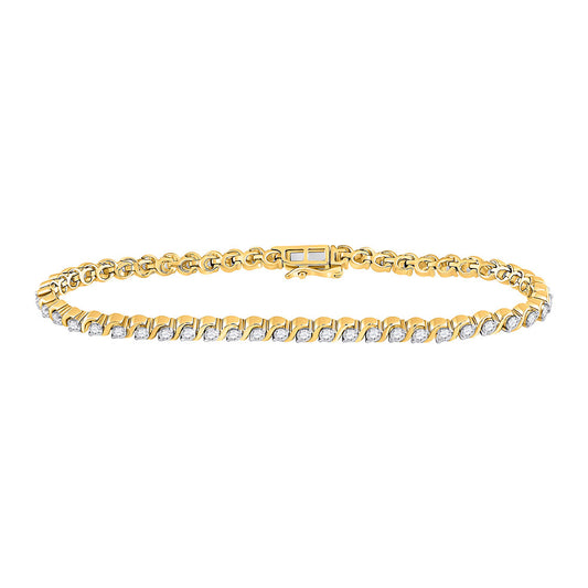 10K Two-tone Gold Womens Round Diamond Tennis Bracelet 2 Cttw