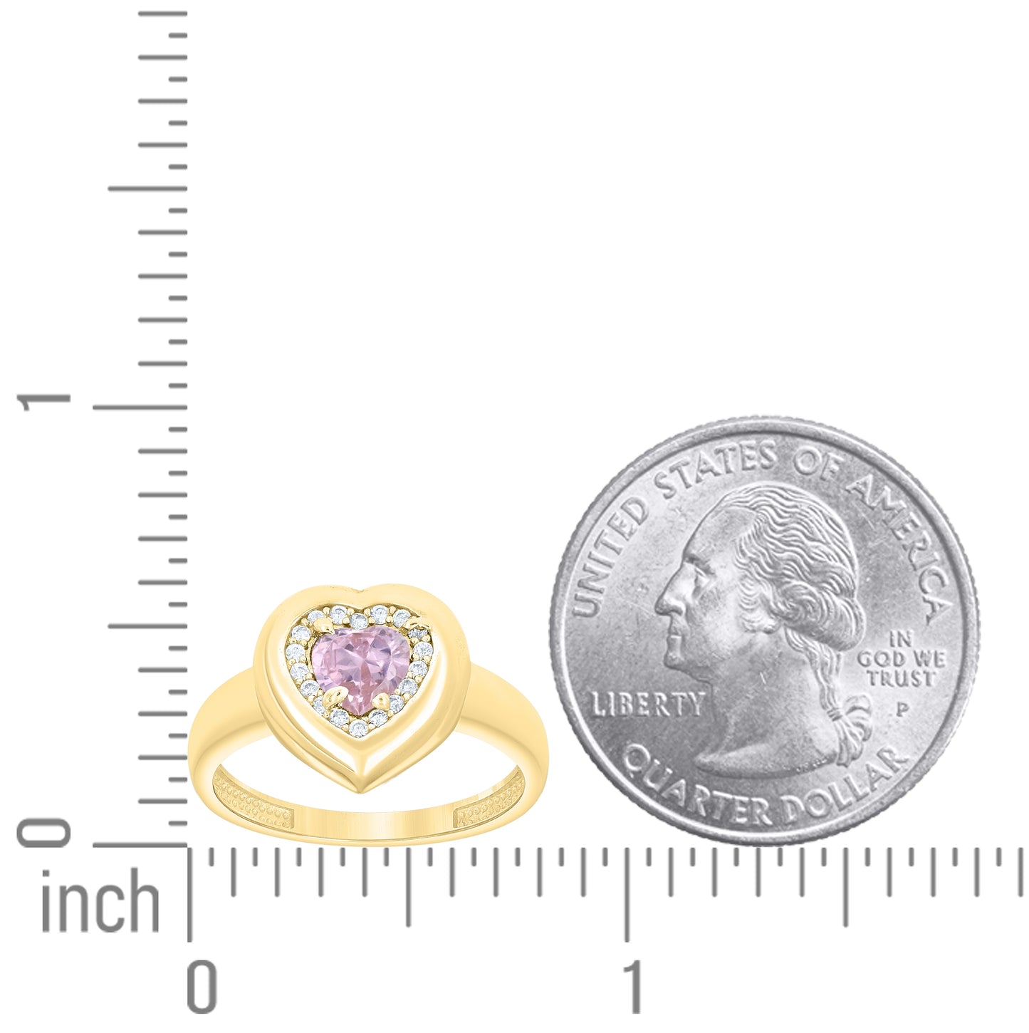 10kt Yellow Gold Womens Blue White Heart Round Cubic-Zirconia Heart Ring– Elegant Jewelry Gift for Birthday, Anniversary, Engagement, Wedding