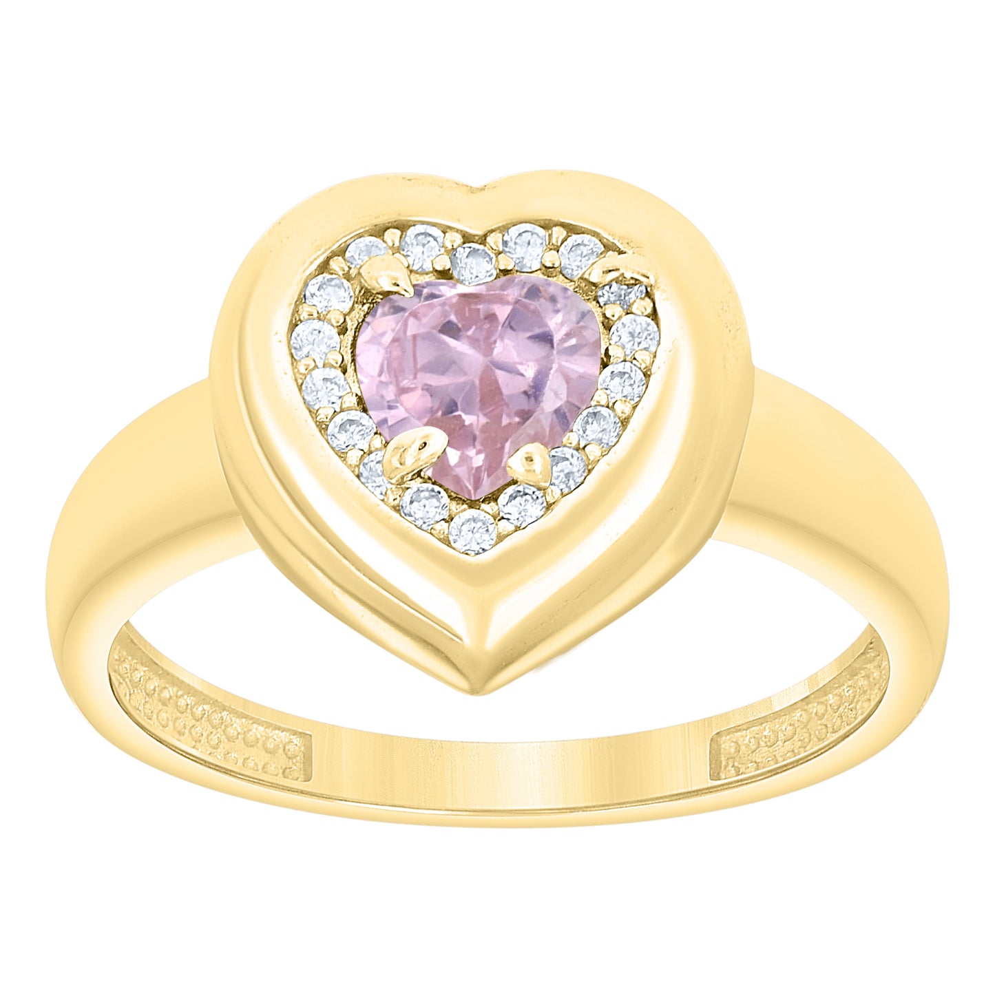 10kt Yellow Gold Womens Blue White Heart Round Cubic-Zirconia Heart Ring– Elegant Jewelry Gift for Birthday, Anniversary, Engagement, Wedding