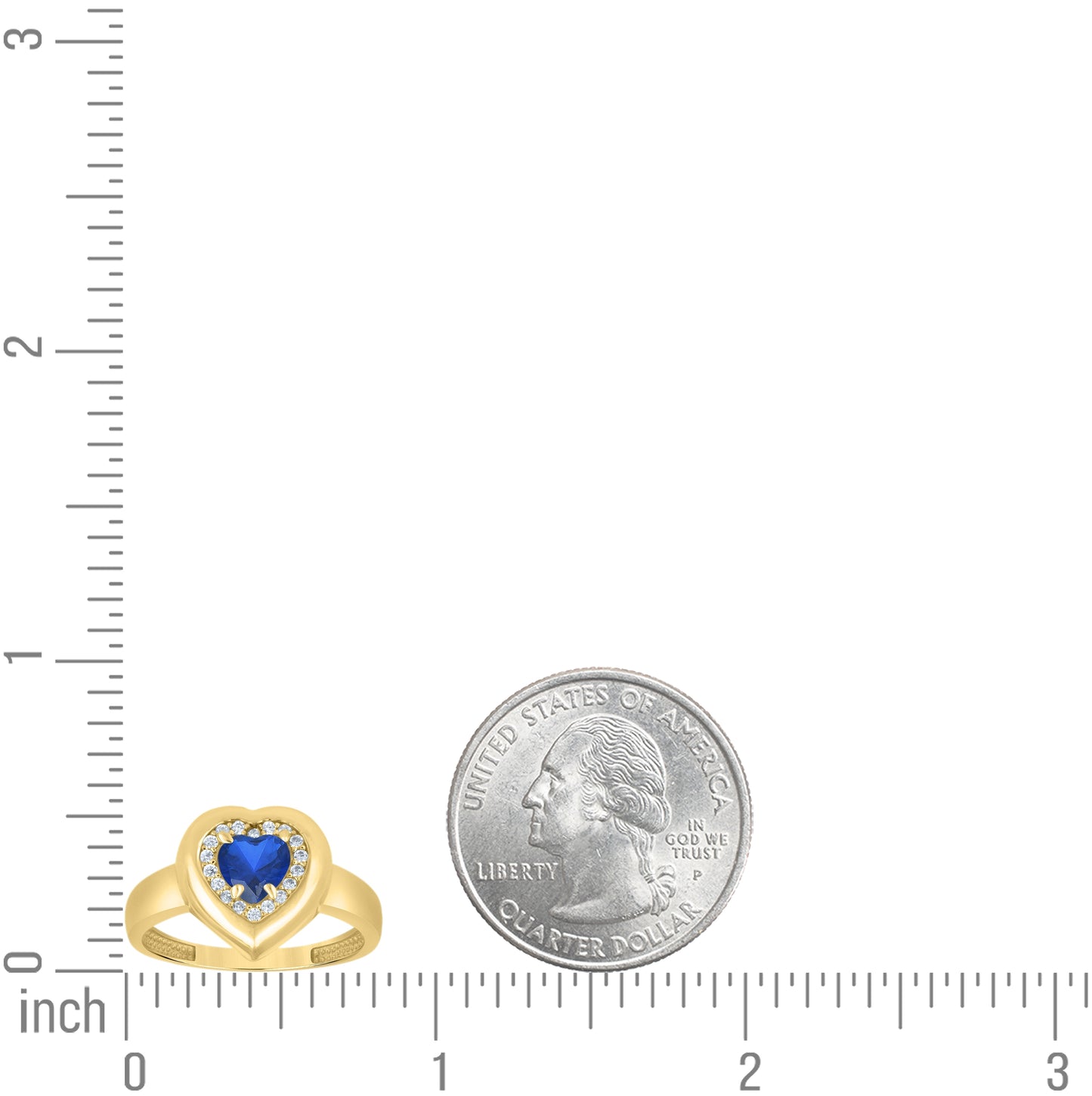 10kt Yellow Gold Womens Blue White Heart Round Cubic-Zirconia Heart Ring– Elegant Jewelry Gift for Birthday, Anniversary, Engagement, Wedding