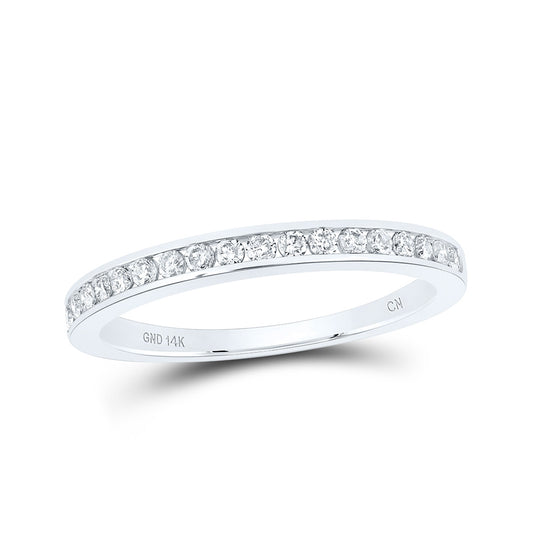 14K White Gold Womens Round Diamond Wedding Single Row Band 1/4 Cttw, Womens Size: 5-10