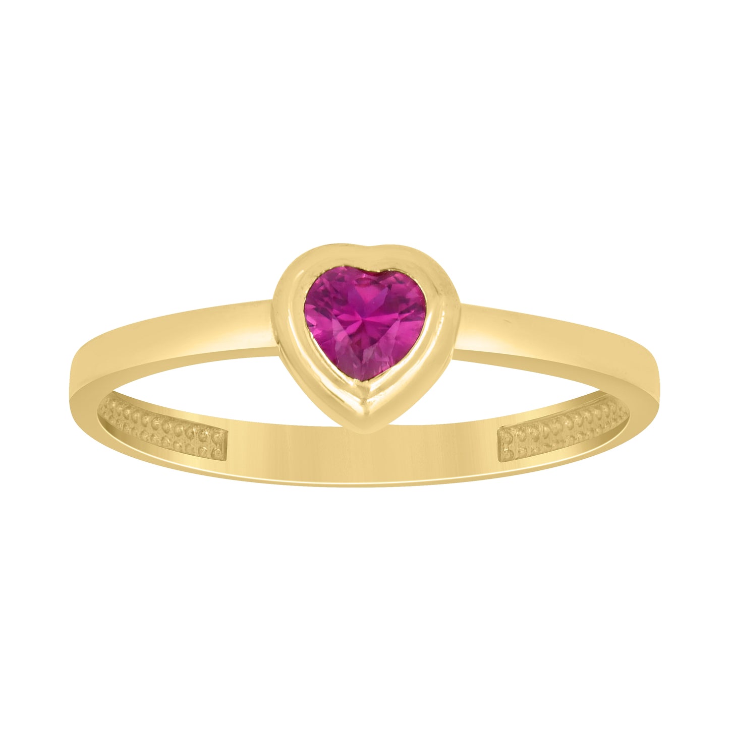 10kt Yellow Gold Womens Pink Heart Cubic-Zirconia Heart Ring– Elegant Jewelry Gift for Birthday, Anniversary, Engagement, Wedding