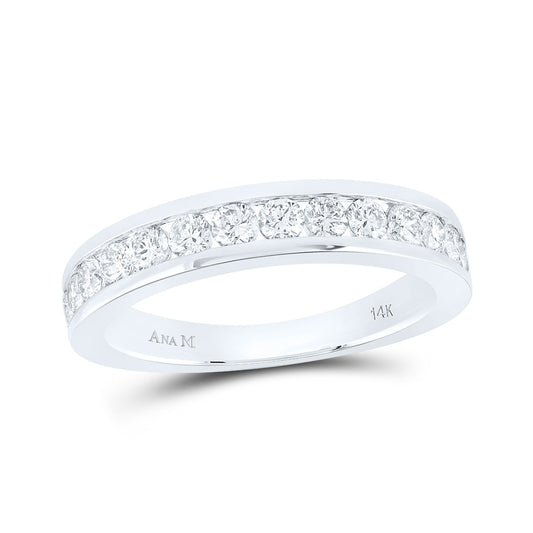 14K White Gold Womens Round Diamond Wedding Single Row Band 3/4 Cttw, Womens Size: 5-10