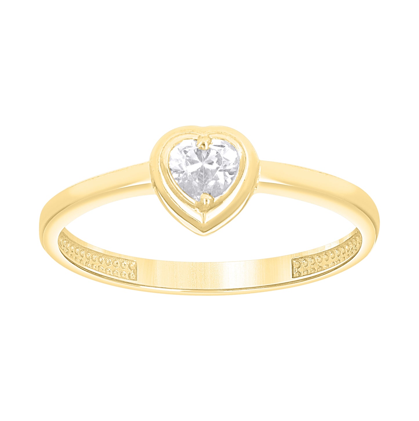 10kt Yellow Gold Womens Pink Heart Cubic-Zirconia Heart Ring– Elegant Jewelry Gift for Birthday, Anniversary, Engagement, Wedding