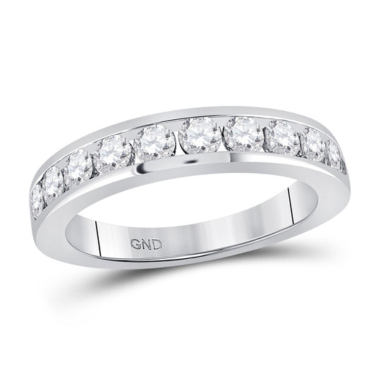 14K White Gold Womens Round Diamond Wedding Single Row Band 1 Cttw, Womens Size: 5-10