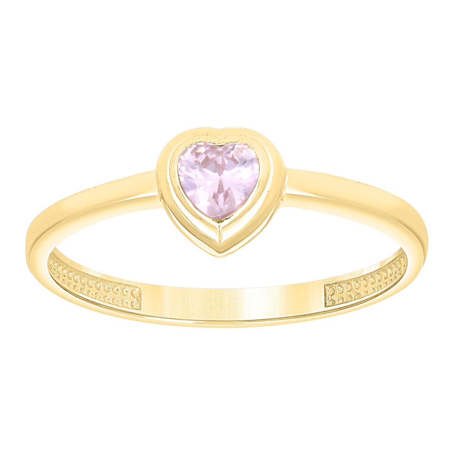 10kt Yellow Gold Womens Pink Heart Cubic-Zirconia Heart Ring– Elegant Jewelry Gift for Birthday, Anniversary, Engagement, Wedding