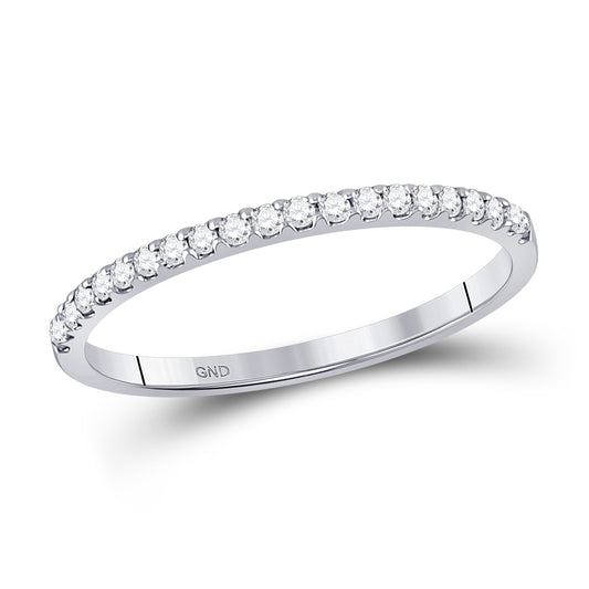 14K White Gold Womens Round Diamond Wedding Single Row Band 1/6 Cttw, Womens Size: 5-10
