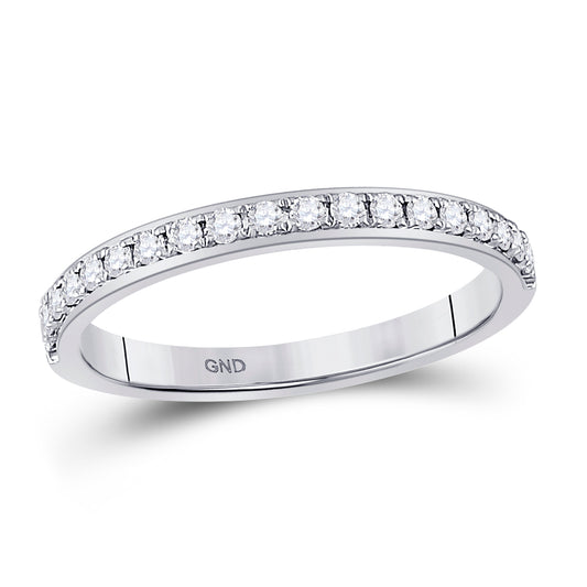 14K White Gold Womens Round Diamond Wedding Single Row Band 1/4 Cttw, Womens Size: 5-10