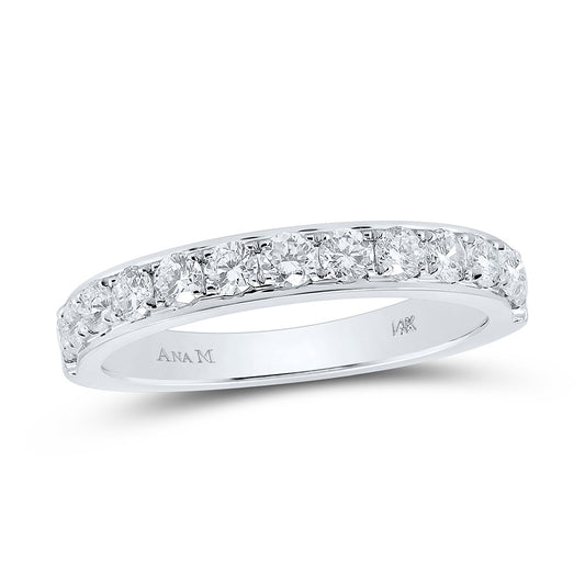 14K White Gold Womens Round Diamond Wedding Single Row Band 1/2 Cttw, Womens Size: 5-10