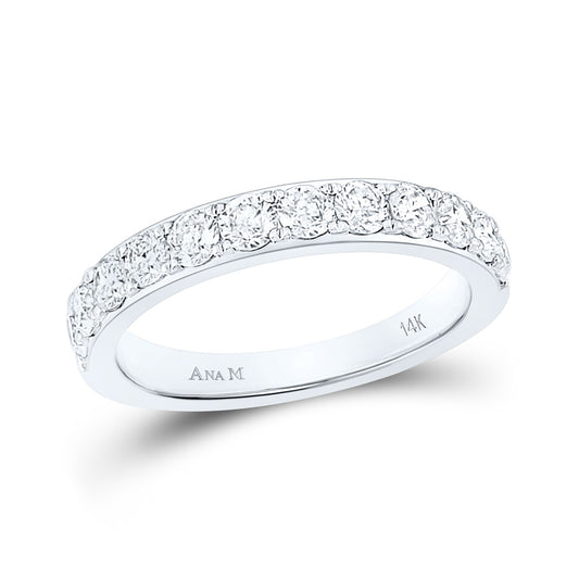 14K White Gold Womens Round Diamond Wedding Single Row Band 1 Cttw, Womens Size: 5-10