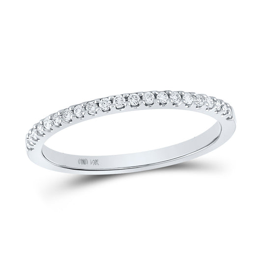14K White Gold Womens Round Diamond Wedding Single Row Band 1/6 Cttw, Womens Size: 5-10