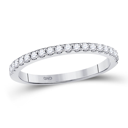 14K White Gold Womens Round Diamond Wedding Single Row Band 1/4 Cttw, Womens Size: 5-10