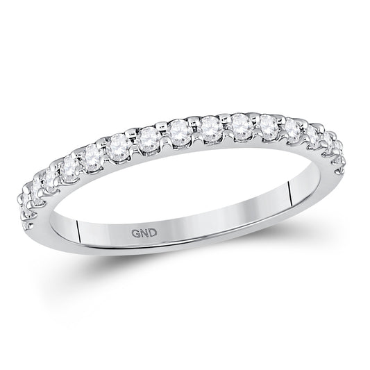 14K White Gold Womens Round Diamond Wedding Single Row Band 1/3 Cttw, Womens Size: 5-10