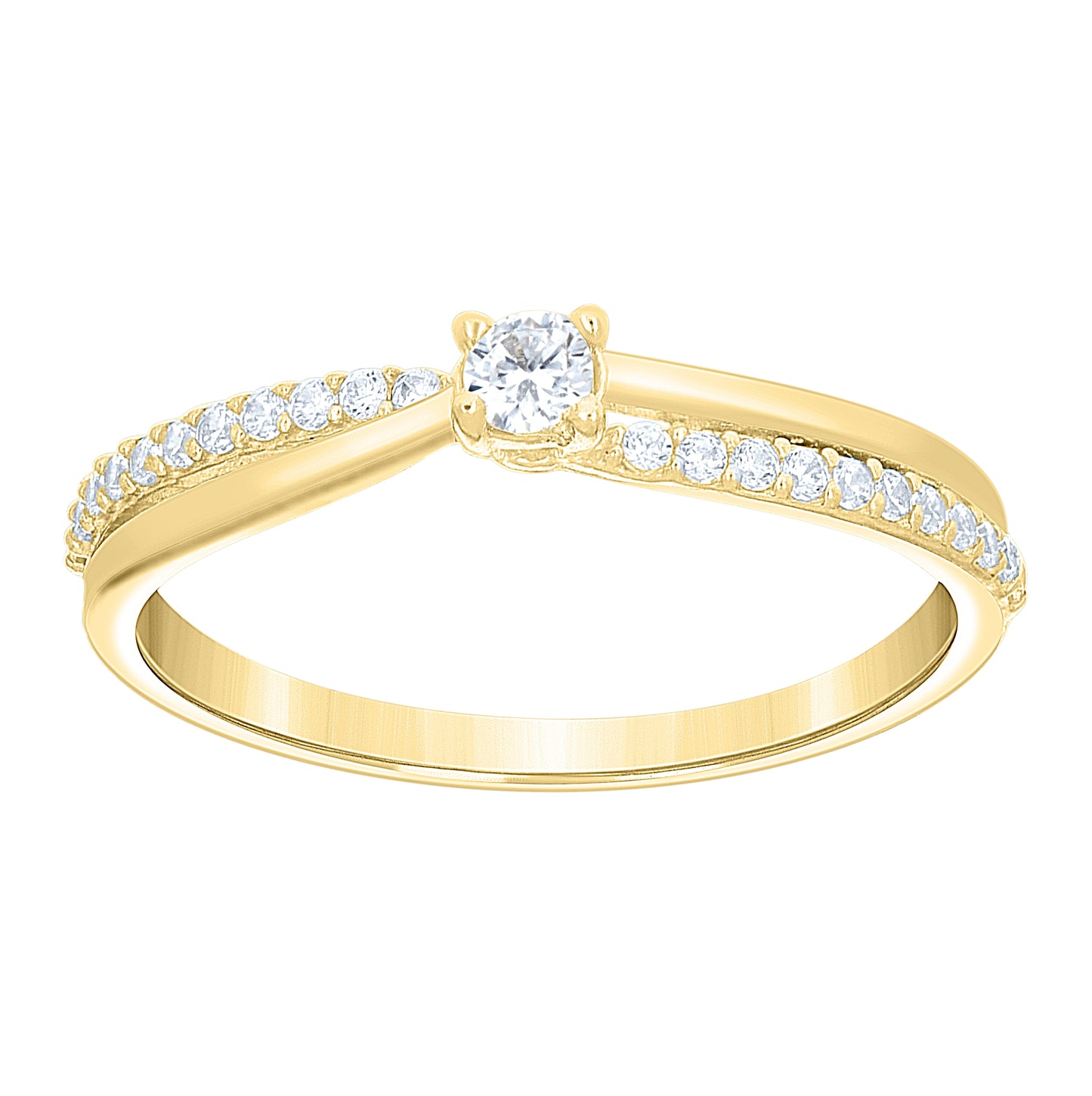 10kt Yellow Gold Womens Purple White Cubic-Zirconia Crossover Engagement Ring– Elegant Jewelry Gift for Birthday, Anniversary, Engagement, Wedding