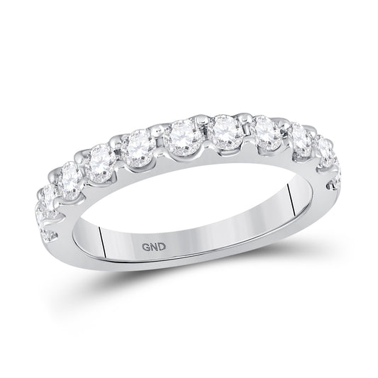 14K White Gold Womens Round Diamond Wedding Single Row Band 7/8 Cttw, Womens Size: 5-10