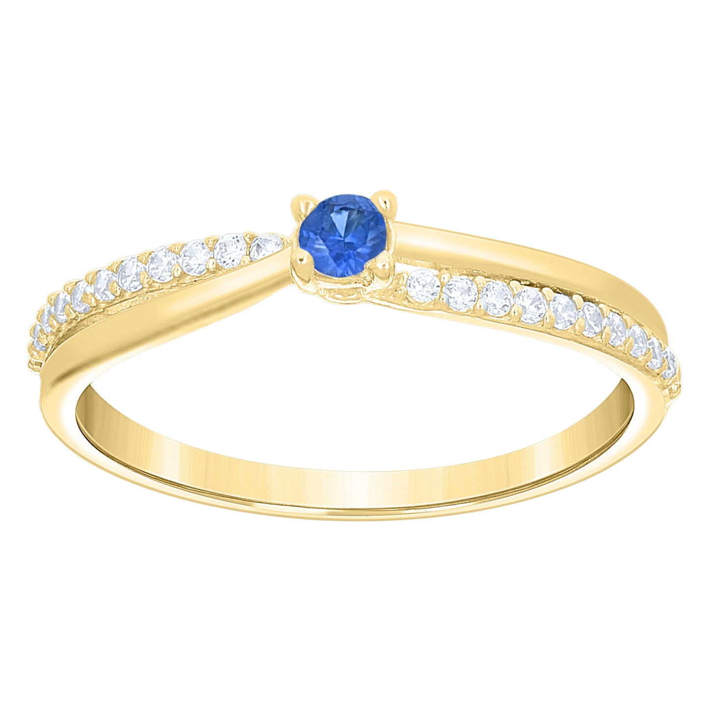 10kt Yellow Gold Womens Purple White Cubic-Zirconia Crossover Engagement Ring– Elegant Jewelry Gift for Birthday, Anniversary, Engagement, Wedding