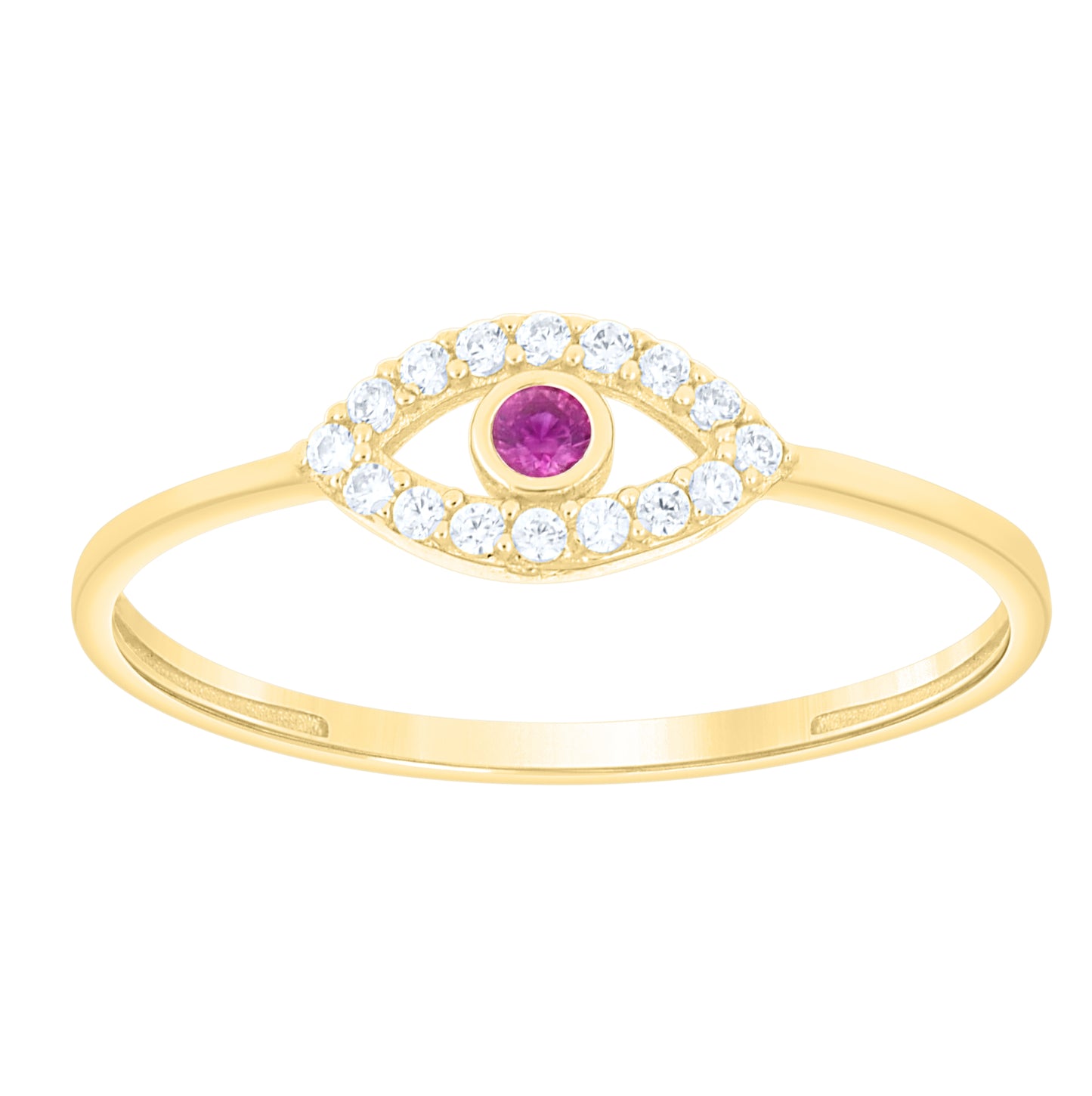 10kt Yellow Gold Womens Blue White Cubic-Zirconia Evil Eye Good Luck Ring– Elegant Jewelry Gift for Birthday, Anniversary, Engagement, Wedding