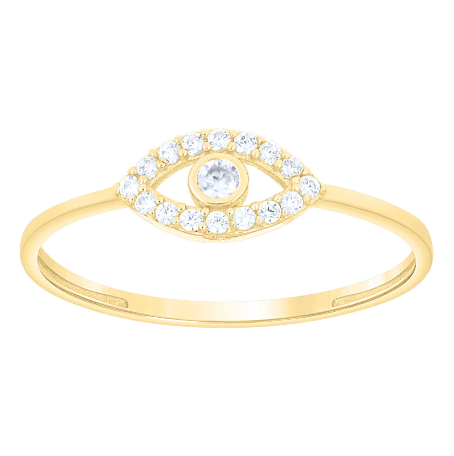 10kt Yellow Gold Womens Blue White Cubic-Zirconia Evil Eye Good Luck Ring– Elegant Jewelry Gift for Birthday, Anniversary, Engagement, Wedding