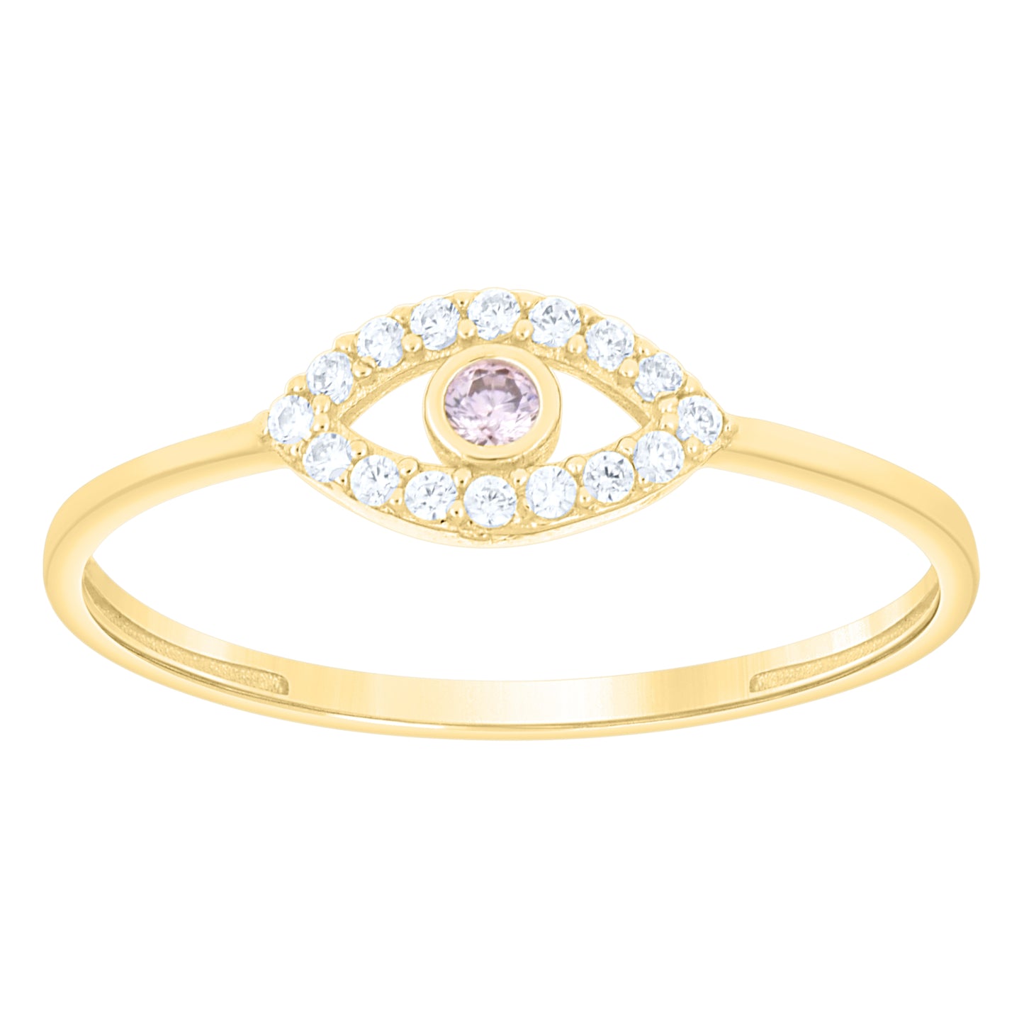 10kt Yellow Gold Womens Blue White Cubic-Zirconia Evil Eye Good Luck Ring– Elegant Jewelry Gift for Birthday, Anniversary, Engagement, Wedding