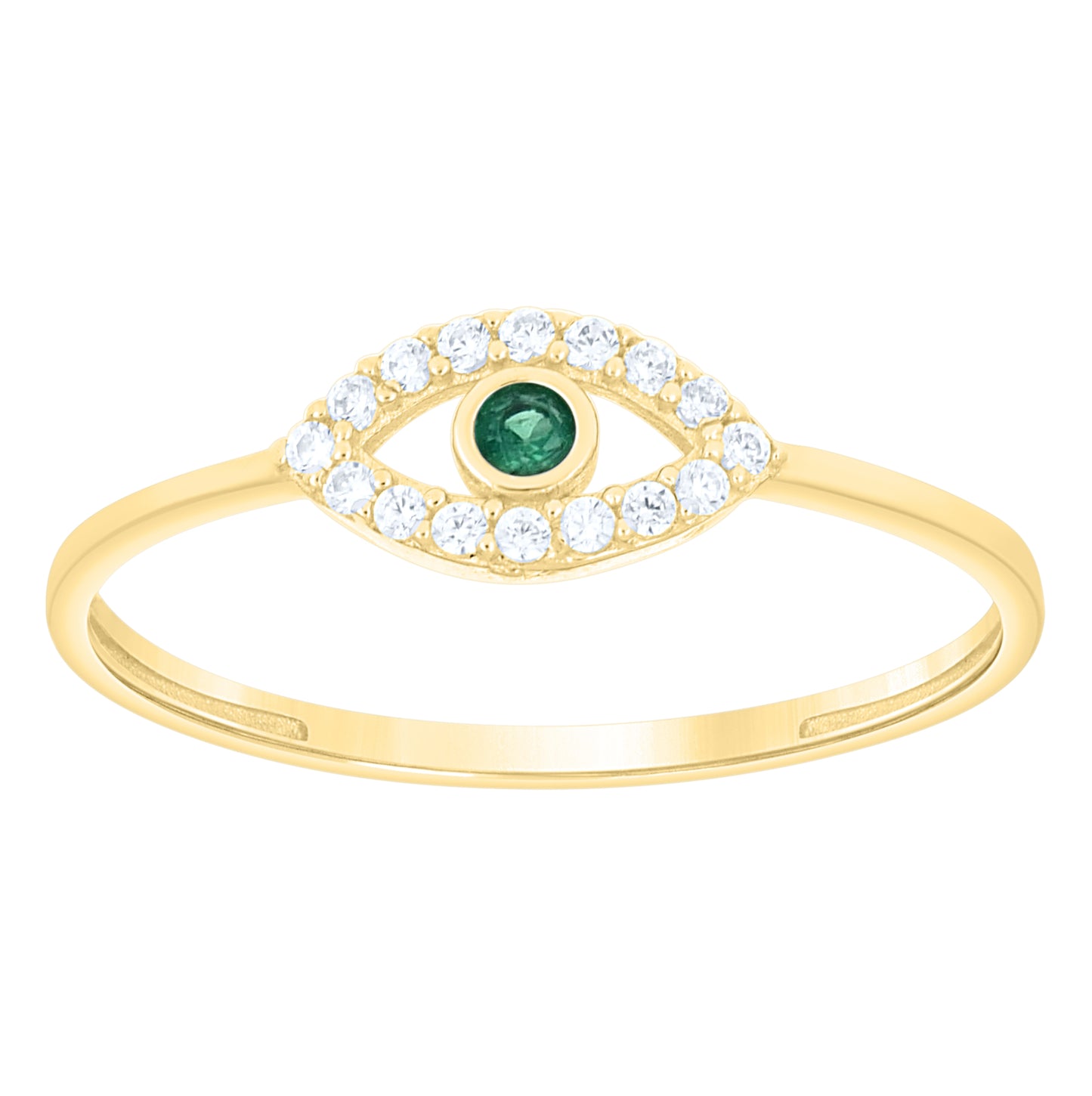 10kt Yellow Gold Womens Blue White Cubic-Zirconia Evil Eye Good Luck Ring– Elegant Jewelry Gift for Birthday, Anniversary, Engagement, Wedding