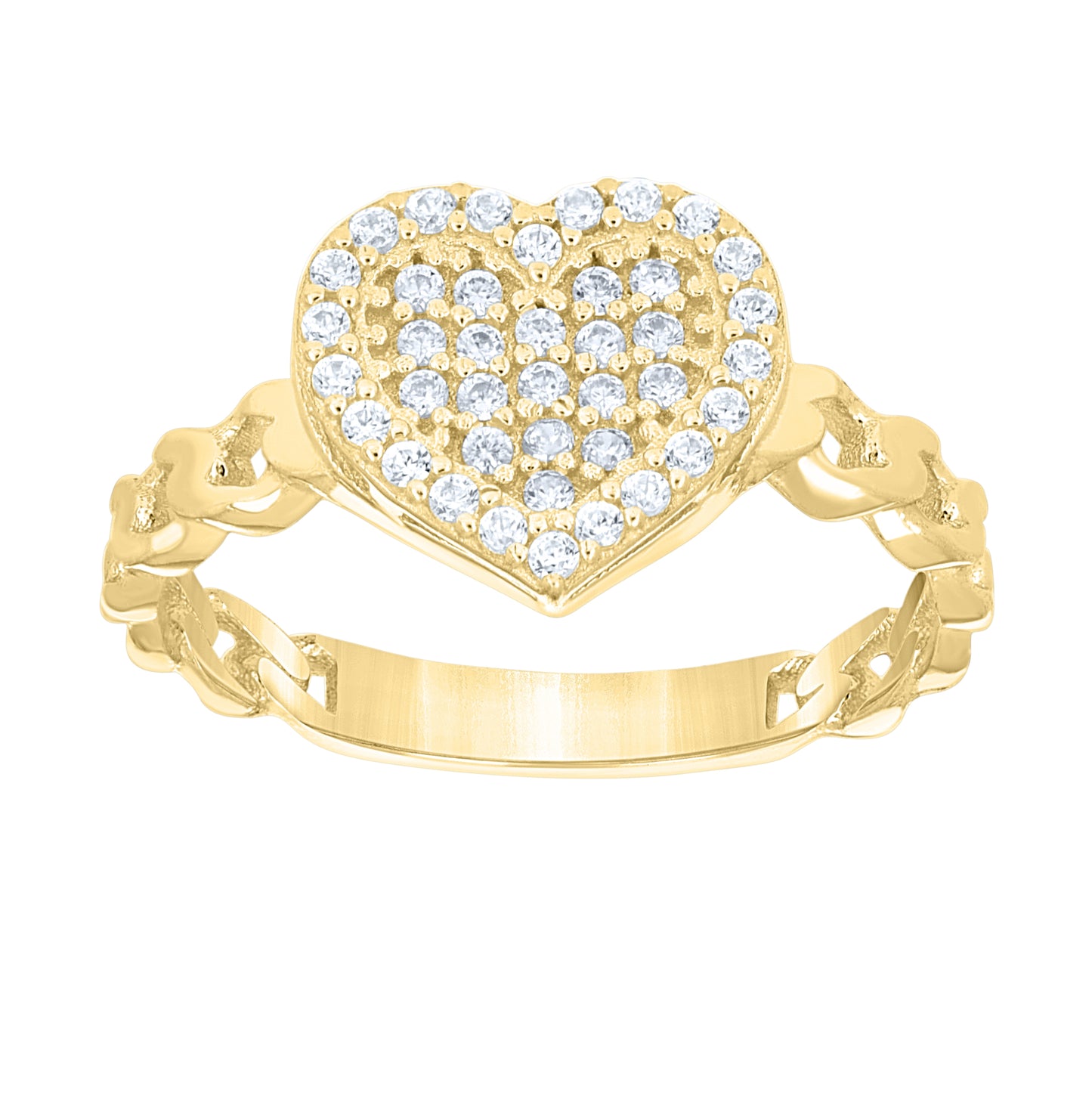 10kt Yellow Gold Womens Cubic-Zirconia Heart Ring– Elegant Jewelry Gift for Birthday, Anniversary, Engagement, Wedding