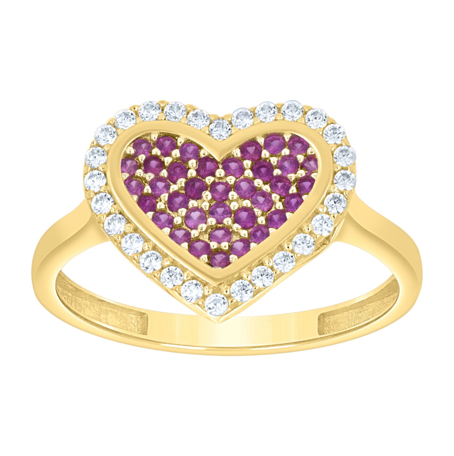 10kt Yellow Gold Womens Green White Cubic-Zirconia Heart Ring– Elegant Jewelry Gift for Birthday, Anniversary, Engagement, Wedding