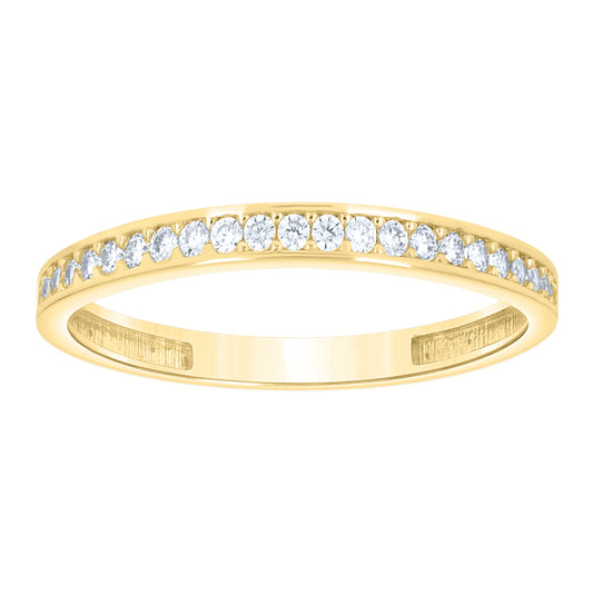 10kt Yellow Gold Womens Cubic-Zirconia Stackable Band Ring– Elegant Jewelry Gift for Birthday, Anniversary, Engagement, Wedding